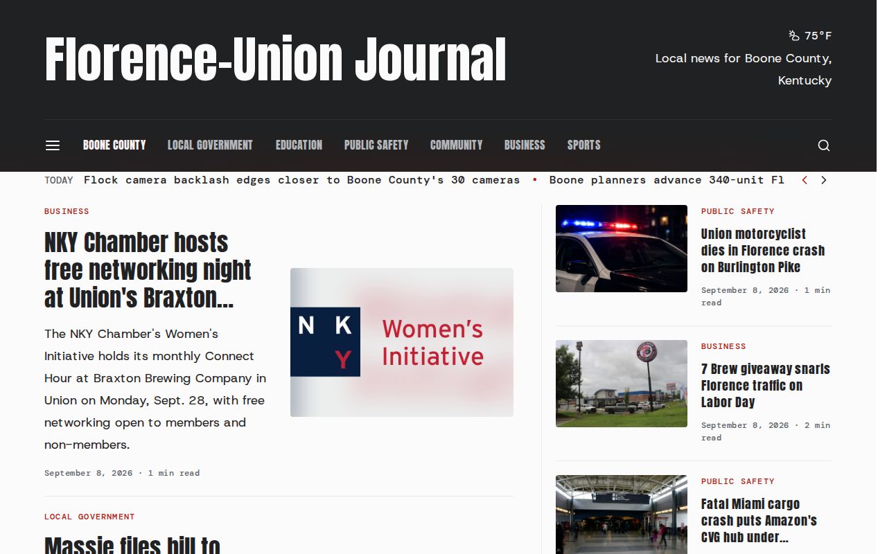 Florence-Union Journal community news page serving Boone County